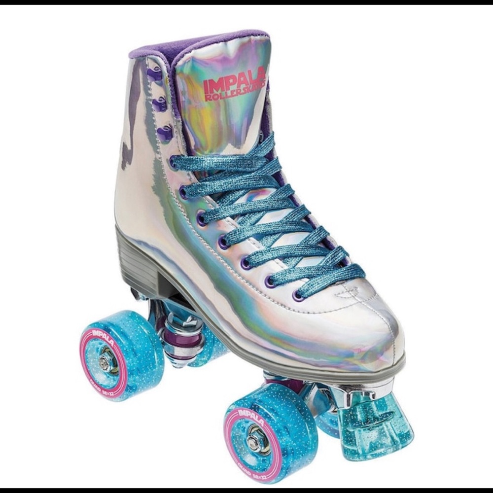 Holographic Iridescent Impala quad skates